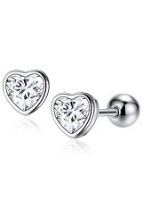 small tiny heart cubic zirconia silver baby earrings